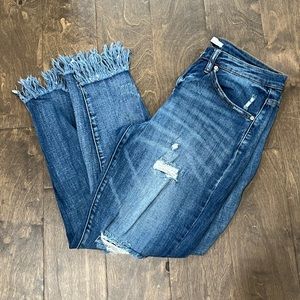 Kancun Distressed Raw Fringe Jeans